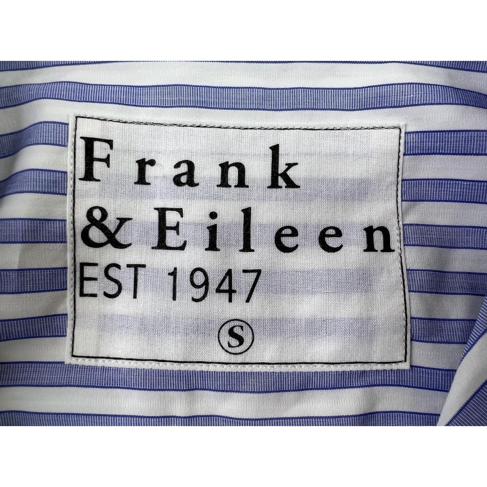 Frank & Eileen Shirt Womens Small Blue Stripe Joedy Button Up Woven Italy Cotton - Picture 4 of 12